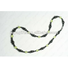 Magnetic Hematite Olive Glass beaded Necklace
